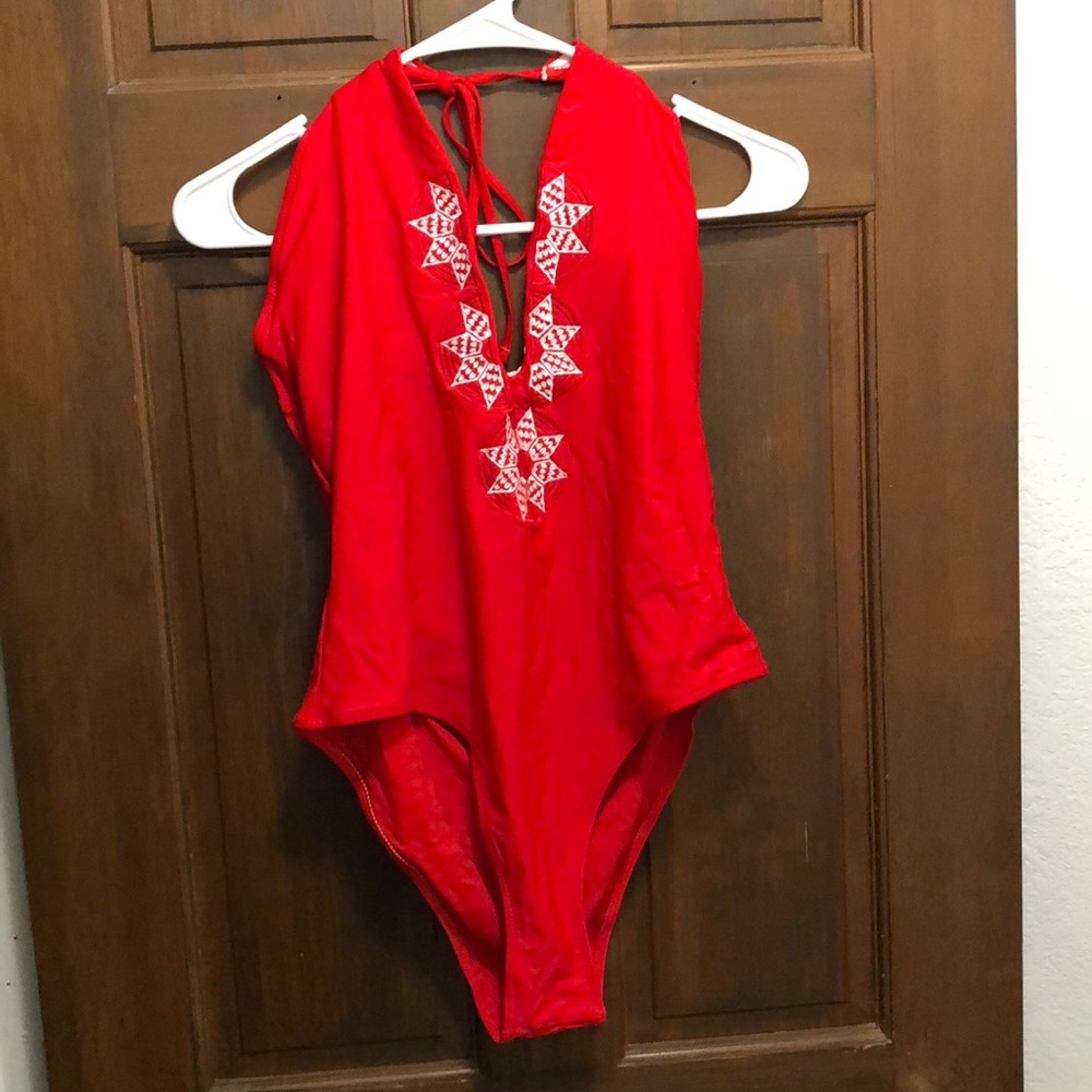 BRAND NEW NEVER WORN RED ONE PIECE SWIMSUIT
